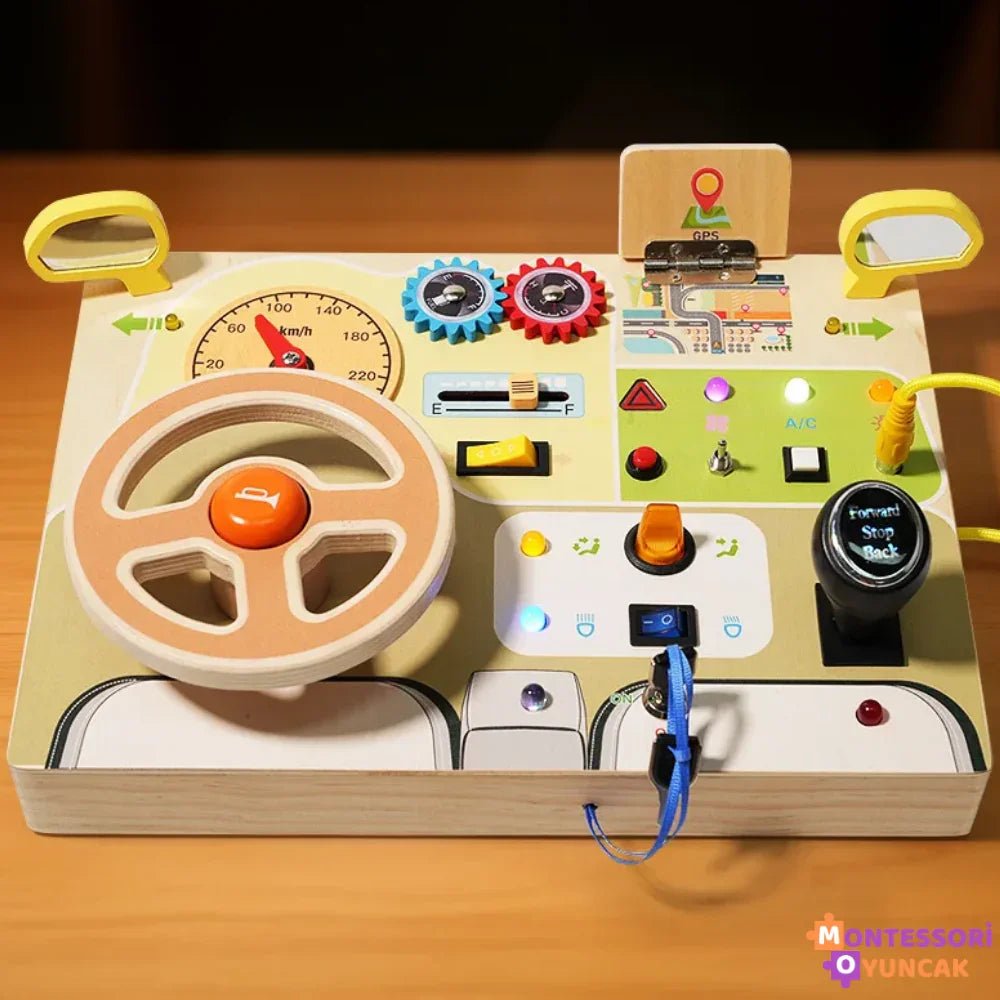 Montessori Ahşap Direksiyon Bulmaca Oyuncak - Eğitici Motor Becerileri - MAKKA