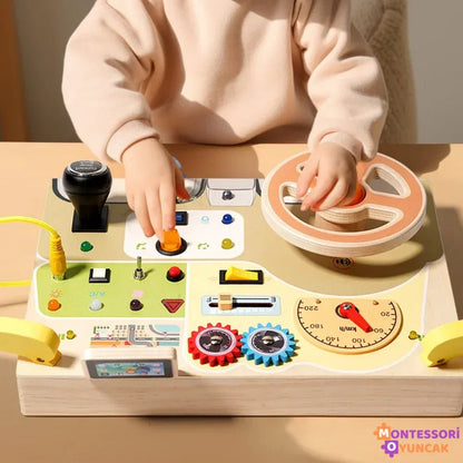 Montessori Ahşap Direksiyon Bulmaca Oyuncak - Eğitici Motor Becerileri - MAKKA