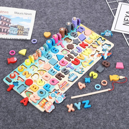 Montessori Ahşap Eğitici Oyuncak - Sayı Şekil Eşleştirme Seti - MAKKA