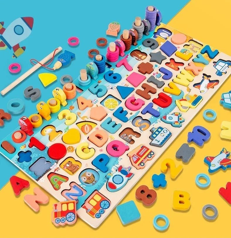 Montessori Ahşap Eğitici Oyuncak - Sayı Şekil Eşleştirme Seti - MAKKA