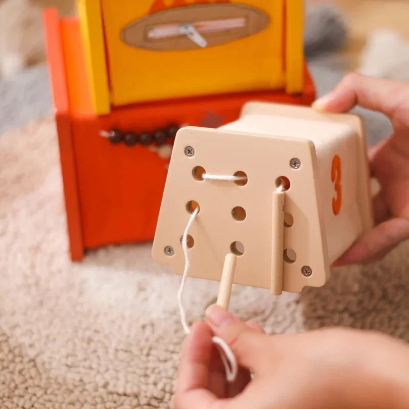 Montessori Ahşap Eğitici Yapı Blokları - 50 Parça Motor Beceri Oyunu - MAKKA