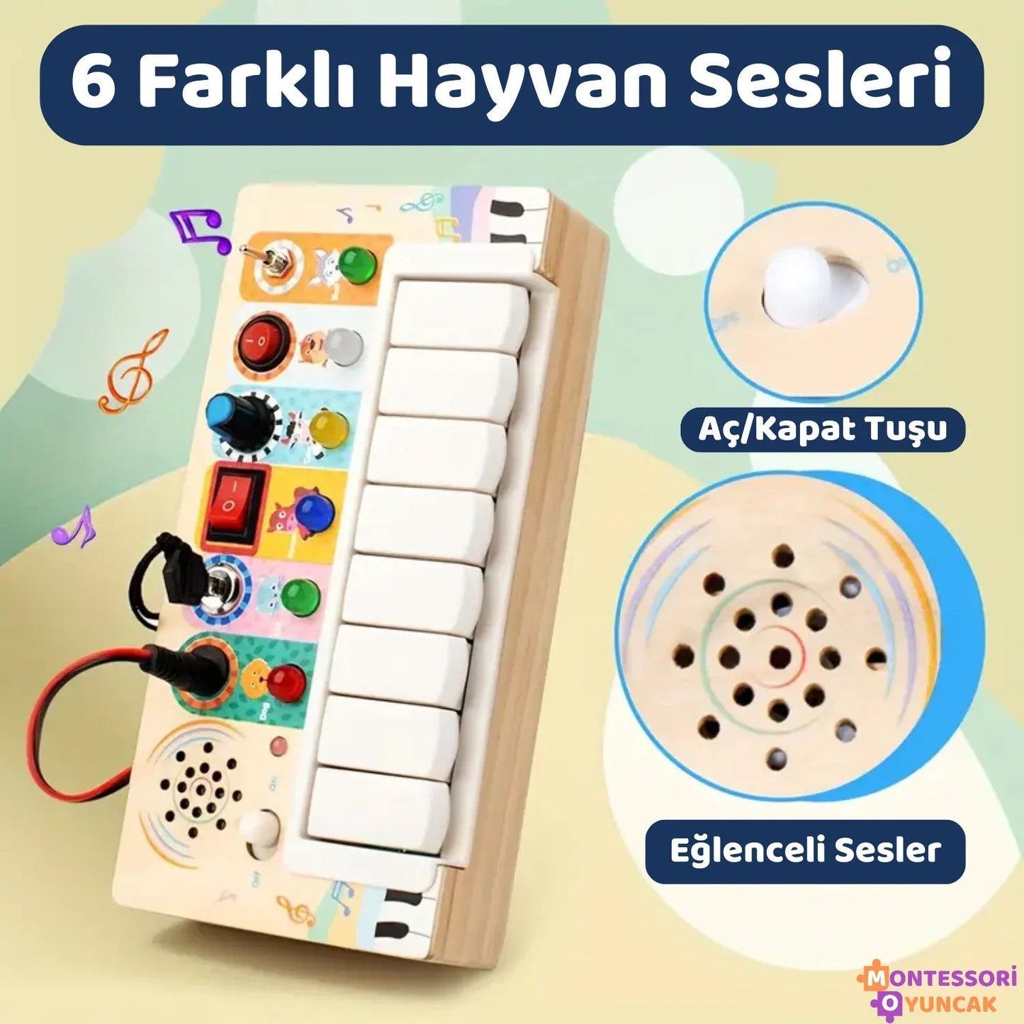 Montessori Ahşap Mini Piyano Eğitici Müzik Oyuncağı Çocuklar İçin - MAKKA