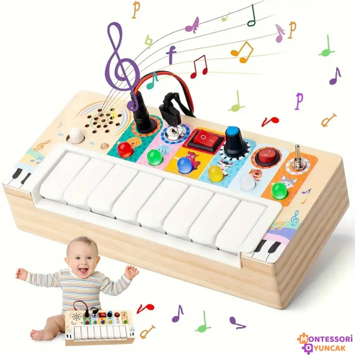 Montessori Ahşap Mini Piyano Eğitici Müzik Oyuncağı Çocuklar İçin - MAKKA