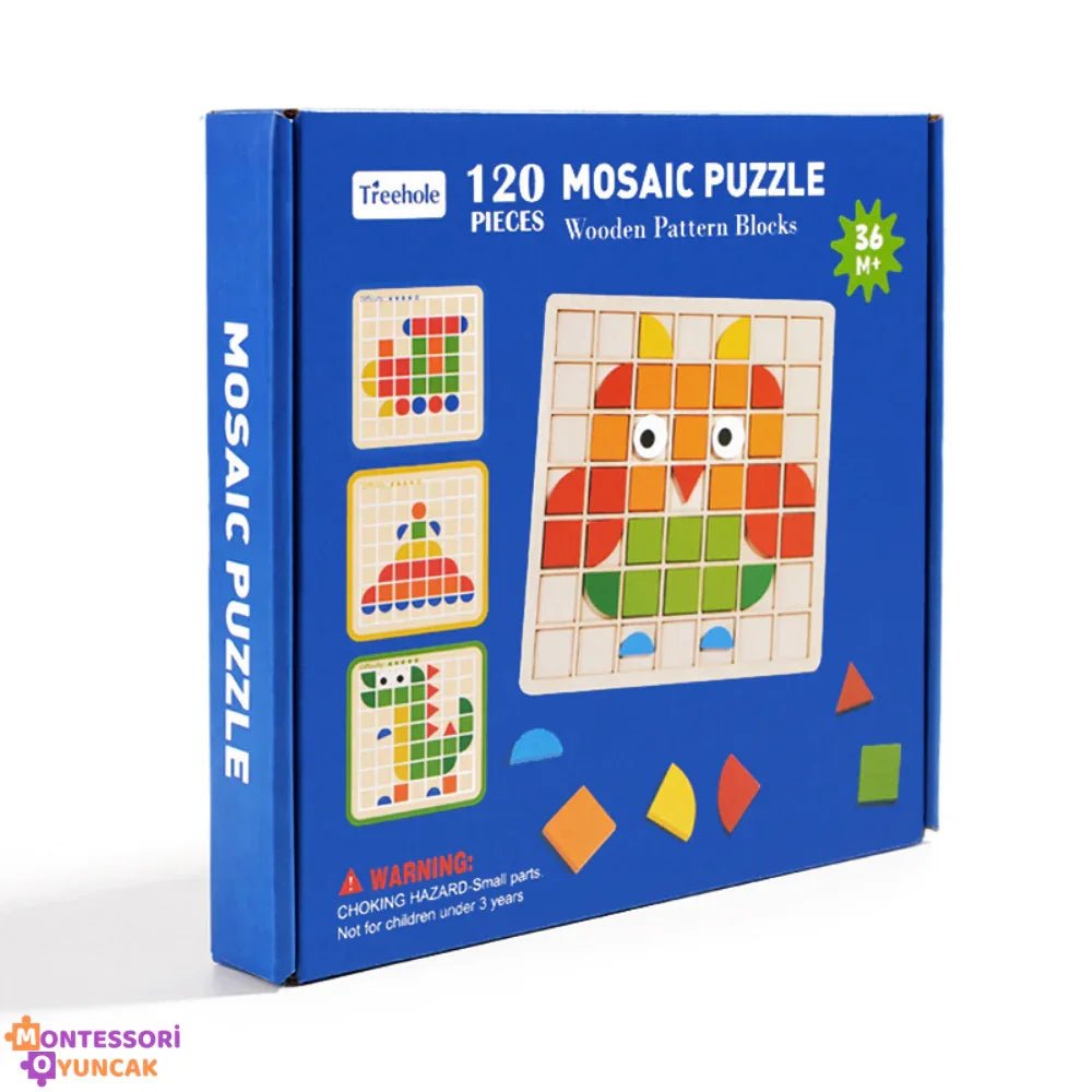 Montessori Ahşap Mozaik Eğitici Bloklar Zeka ve İnce Motor Beceriler - MAKKA