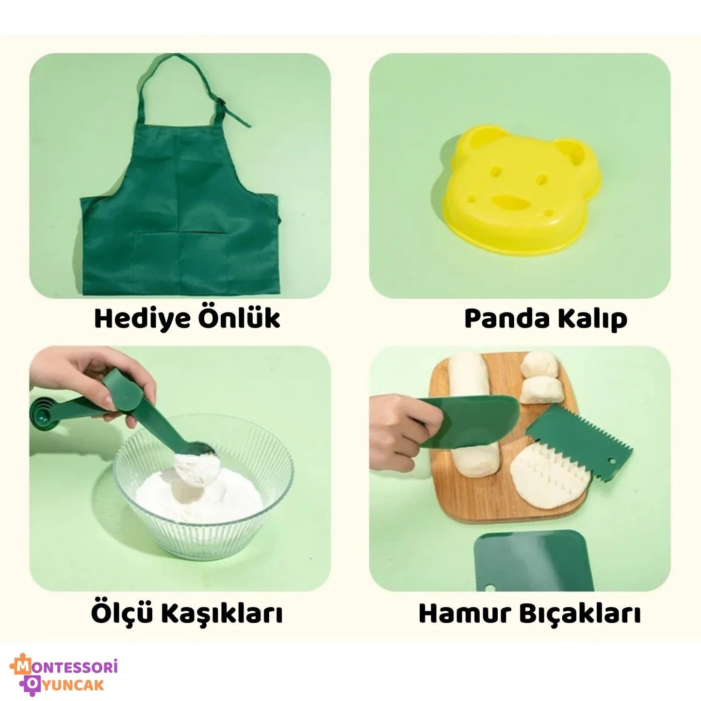 Montessori Ahşap Mutfak Seti Eğitim Oyuncağı Dayanıklı Doğal Boyama Küçükler - MAKKA