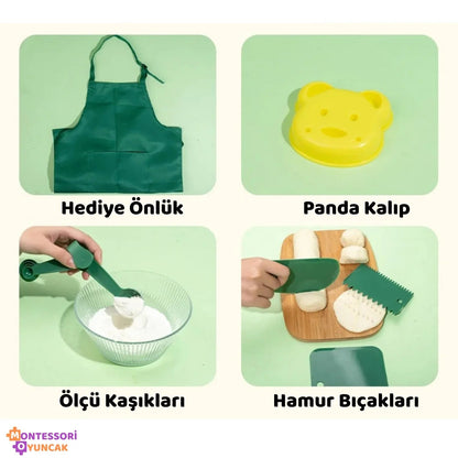 Montessori Ahşap Mutfak Seti Eğitim Oyuncağı Dayanıklı Doğal Boyama Küçükler - MAKKA