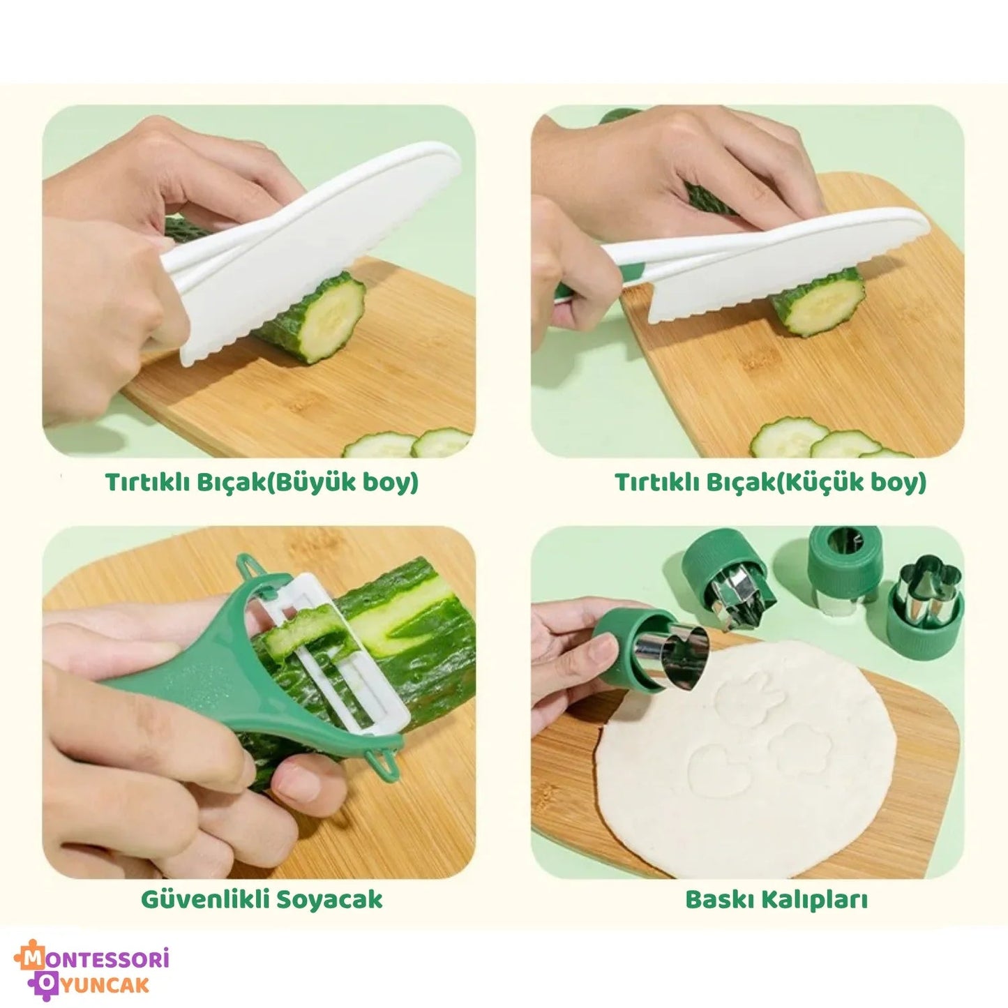 Montessori Ahşap Mutfak Seti Eğitim Oyuncağı Dayanıklı Doğal Boyama Küçükler - MAKKA