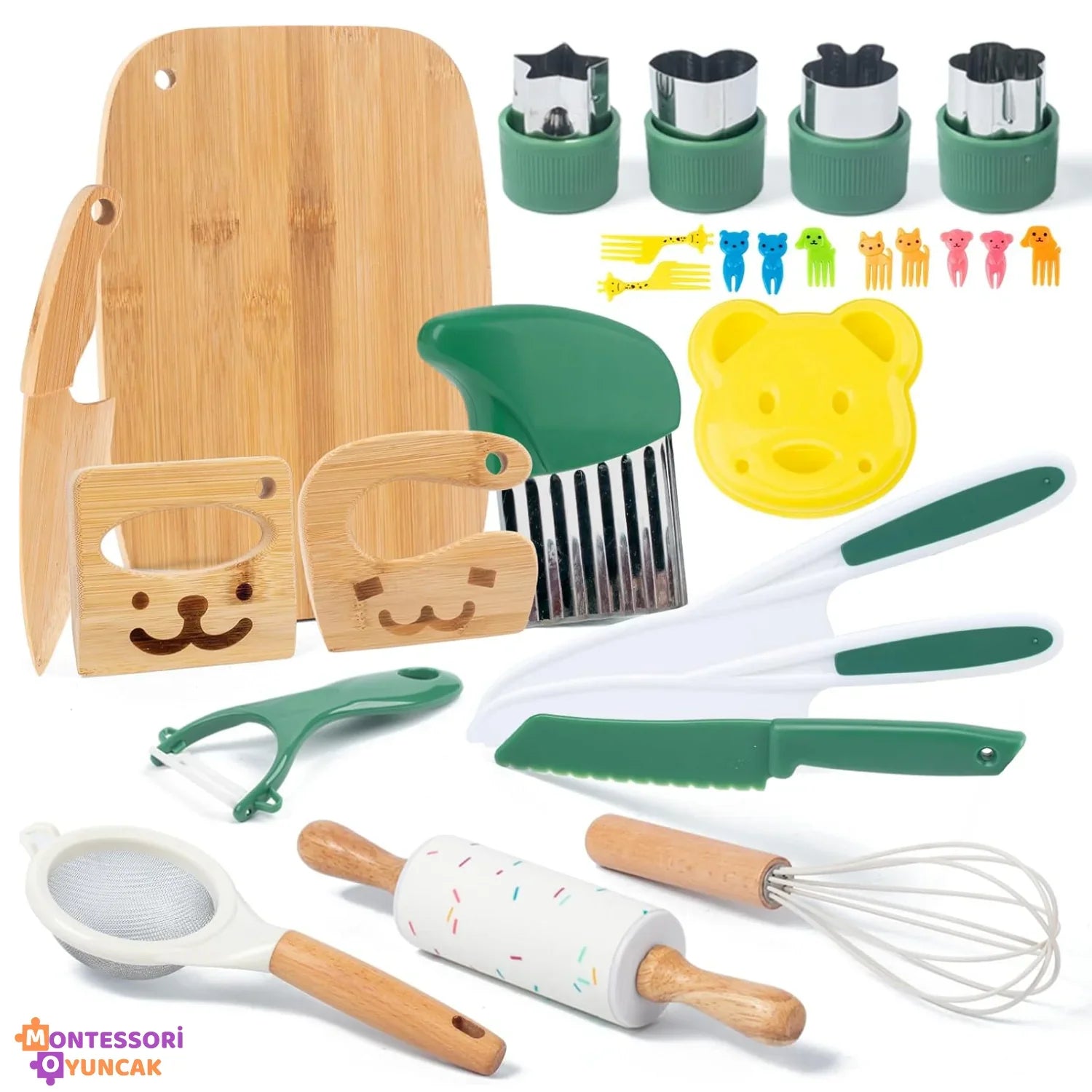 Montessori Ahşap Mutfak Seti Eğitim Oyuncağı Dayanıklı Doğal Boyama Küçükler - MAKKA