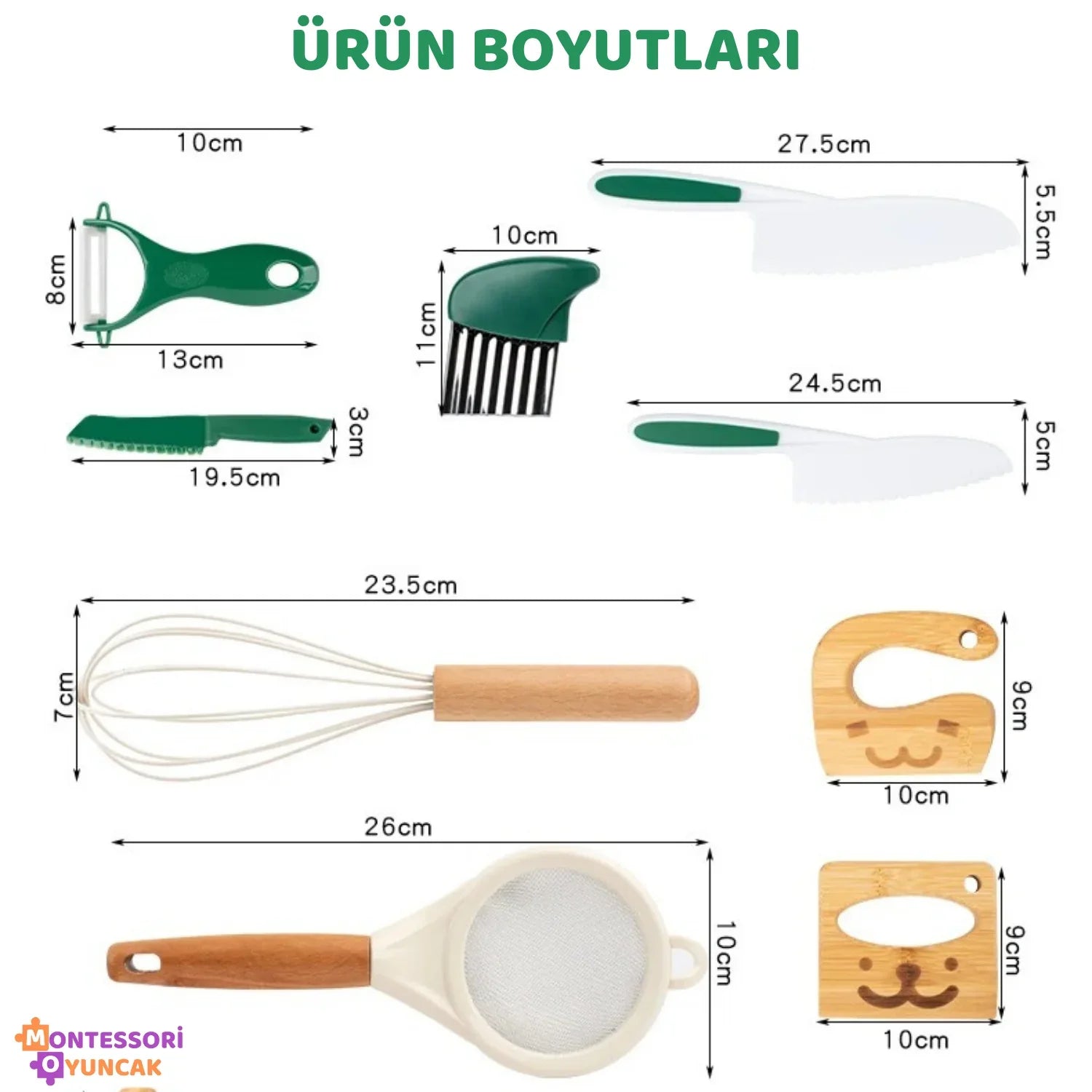 Montessori Ahşap Mutfak Seti Eğitim Oyuncağı Dayanıklı Doğal Boyama Küçükler - MAKKA