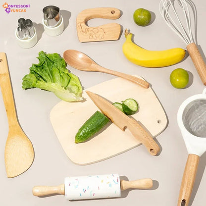 Montessori Ahşap Mutfak Seti - Gerçekçi Ocak, Musluk, Aksesuarlar - MAKKA