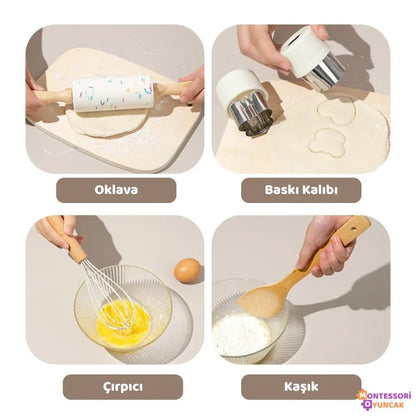 Montessori Ahşap Mutfak Seti - Gerçekçi Ocak, Musluk, Aksesuarlar - MAKKA