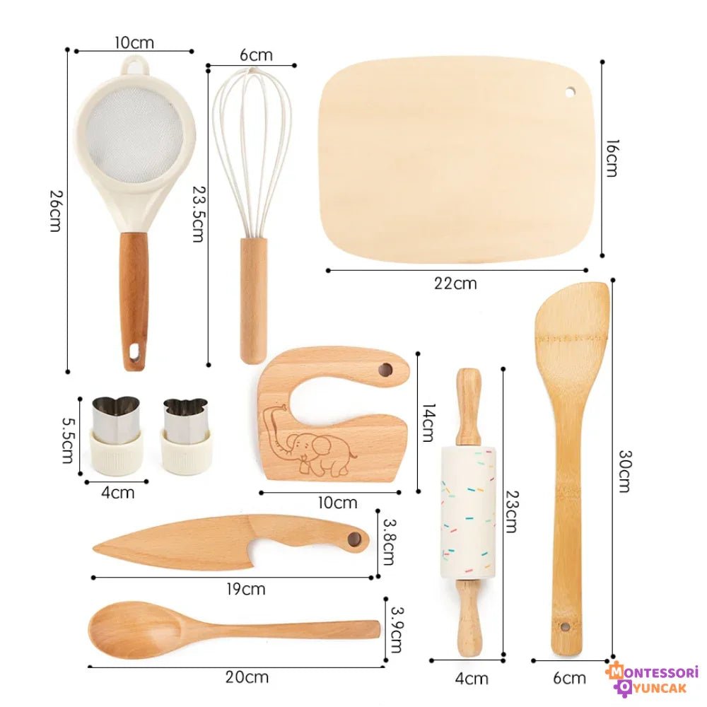Montessori Ahşap Mutfak Seti - Gerçekçi Ocak, Musluk, Aksesuarlar - MAKKA