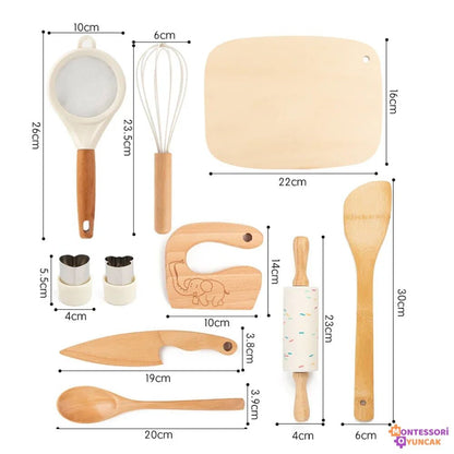 Montessori Ahşap Mutfak Seti - Gerçekçi Ocak, Musluk, Aksesuarlar - MAKKA