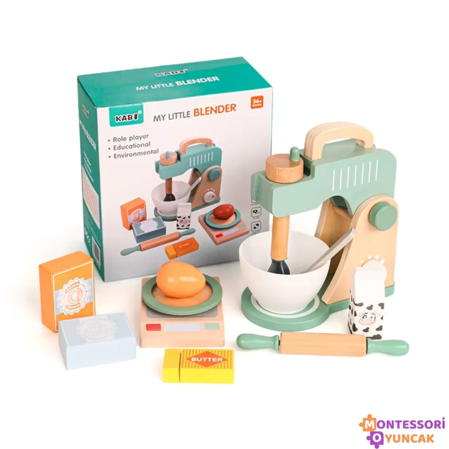 Montessori Ahşap Oyuncak Blender Seti Eğitici Gerçekçi Dayanıklı - MAKKA