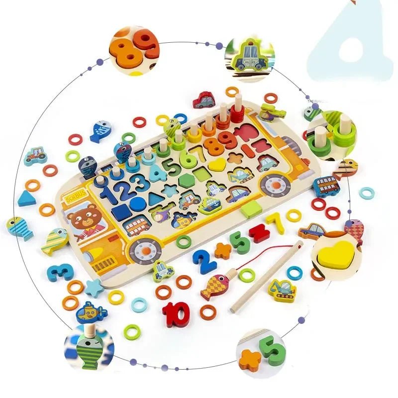 Montessori Ahşap Sayılar Eğitici Oyuncak Seti – Renkli Duyusal Tahta - MAKKA