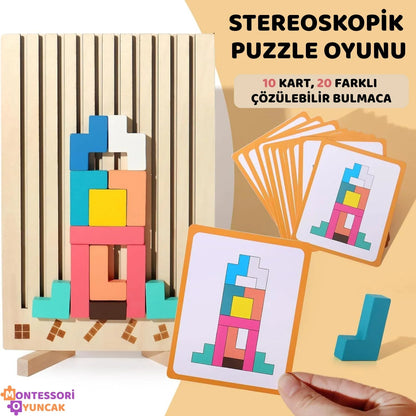 Montessori Ahşap Tetris Eğitici Blok Puzzle Motor ve Mantık - MAKKA