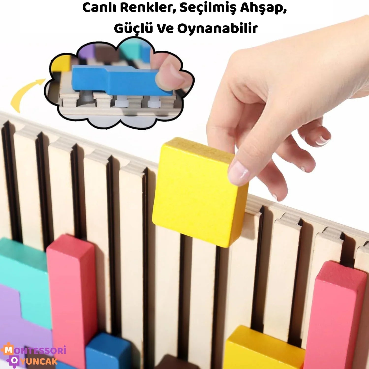 Montessori Ahşap Tetris Eğitici Blok Puzzle Motor ve Mantık - MAKKA