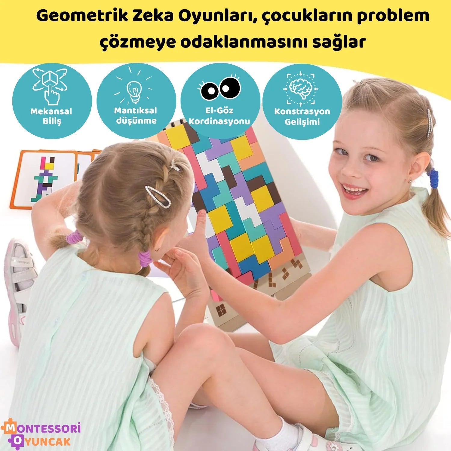 Montessori Ahşap Tetris Eğitici Blok Puzzle Motor ve Mantık - MAKKA