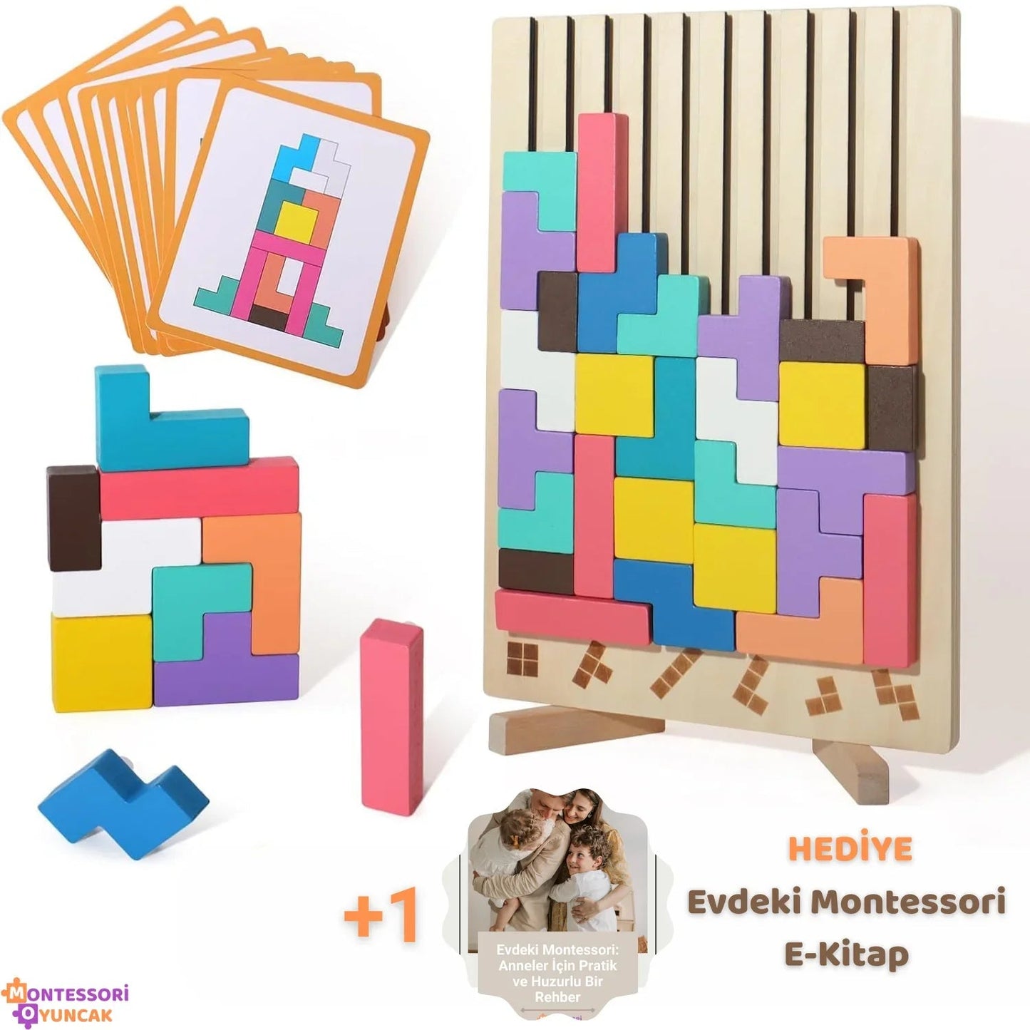 Montessori Ahşap Tetris Eğitici Blok Puzzle Motor ve Mantık - MAKKA