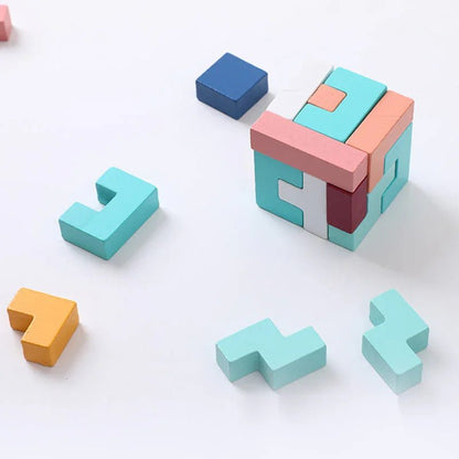 Montessori Ahşap Tetris Zeka Oyunu Çocuklar İçin Eğitici Bloklar - MAKKA
