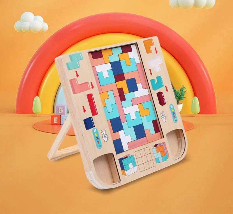 Montessori Ahşap Tetris Zeka Oyunu Çocuklar İçin Eğitici Bloklar - MAKKA