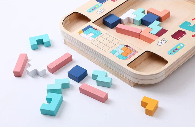 Montessori Ahşap Tetris Zeka Oyunu Çocuklar İçin Eğitici Bloklar - MAKKA