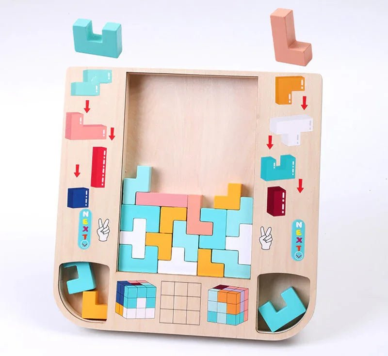 Montessori Ahşap Tetris Zeka Oyunu Çocuklar İçin Eğitici Bloklar - MAKKA