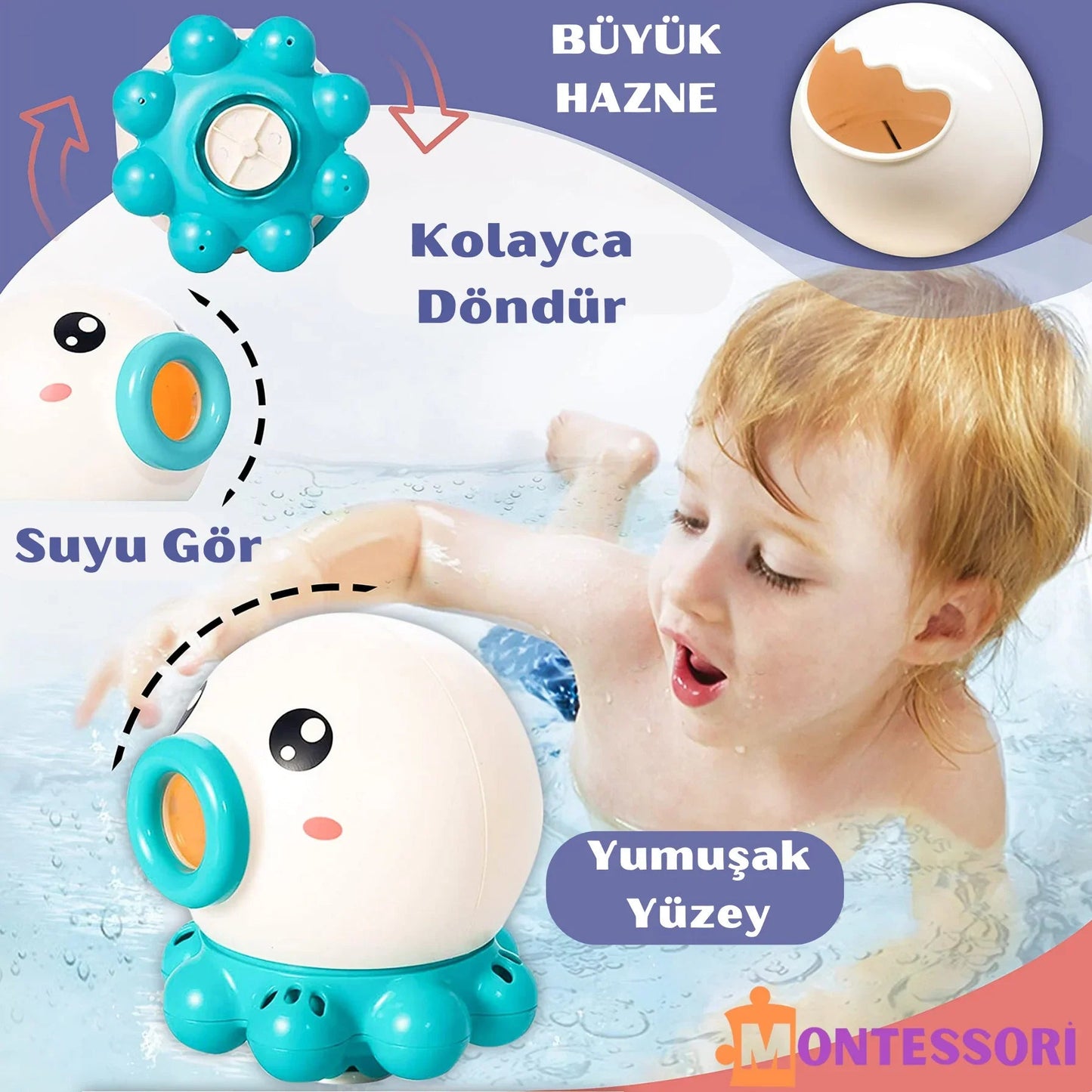 Montessori Ahtapot Banyo Musluğu Kapak Çocuk Güvenli Su Akışı - MAKKA
