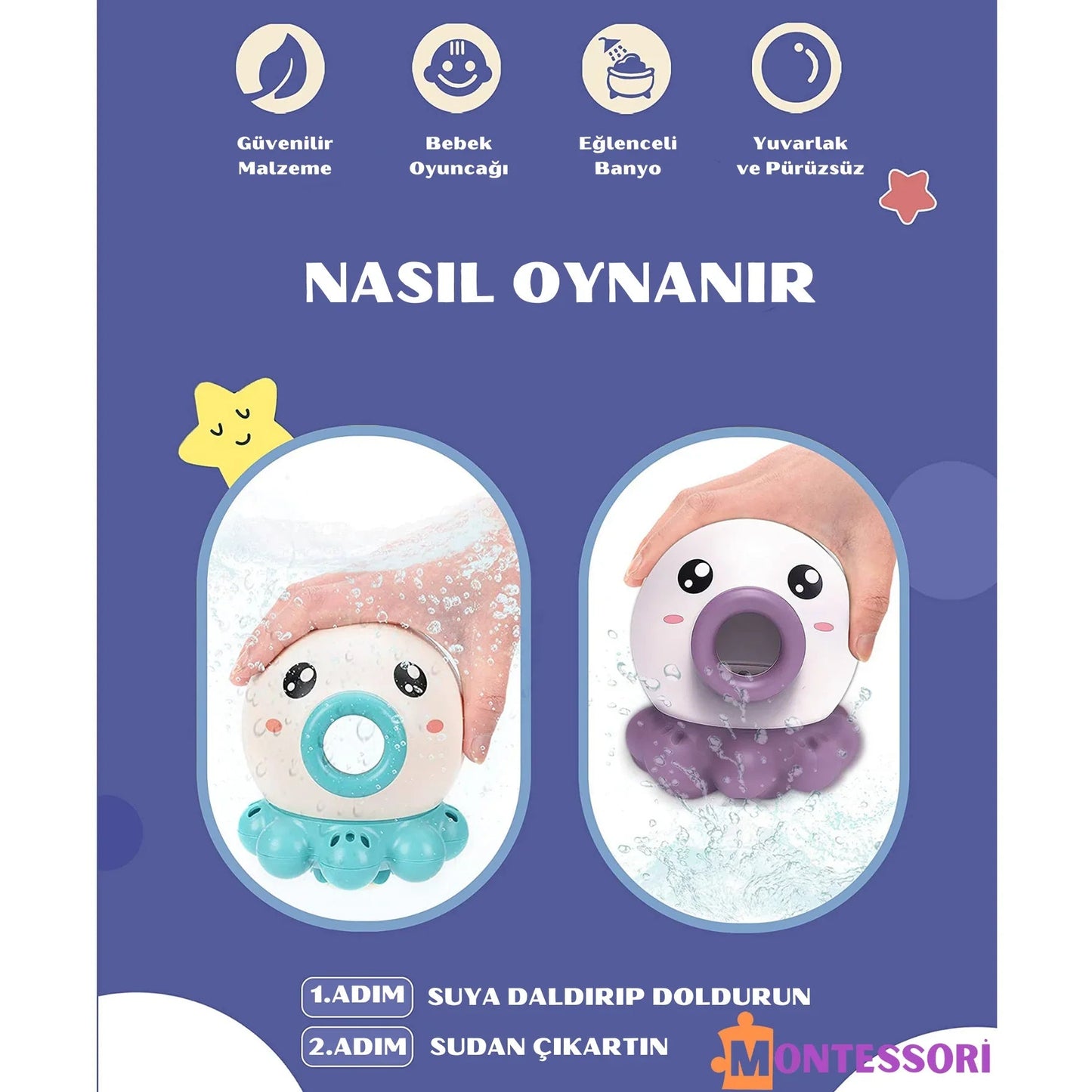 Montessori Ahtapot Banyo Musluğu Kapak Çocuk Güvenli Su Akışı - MAKKA