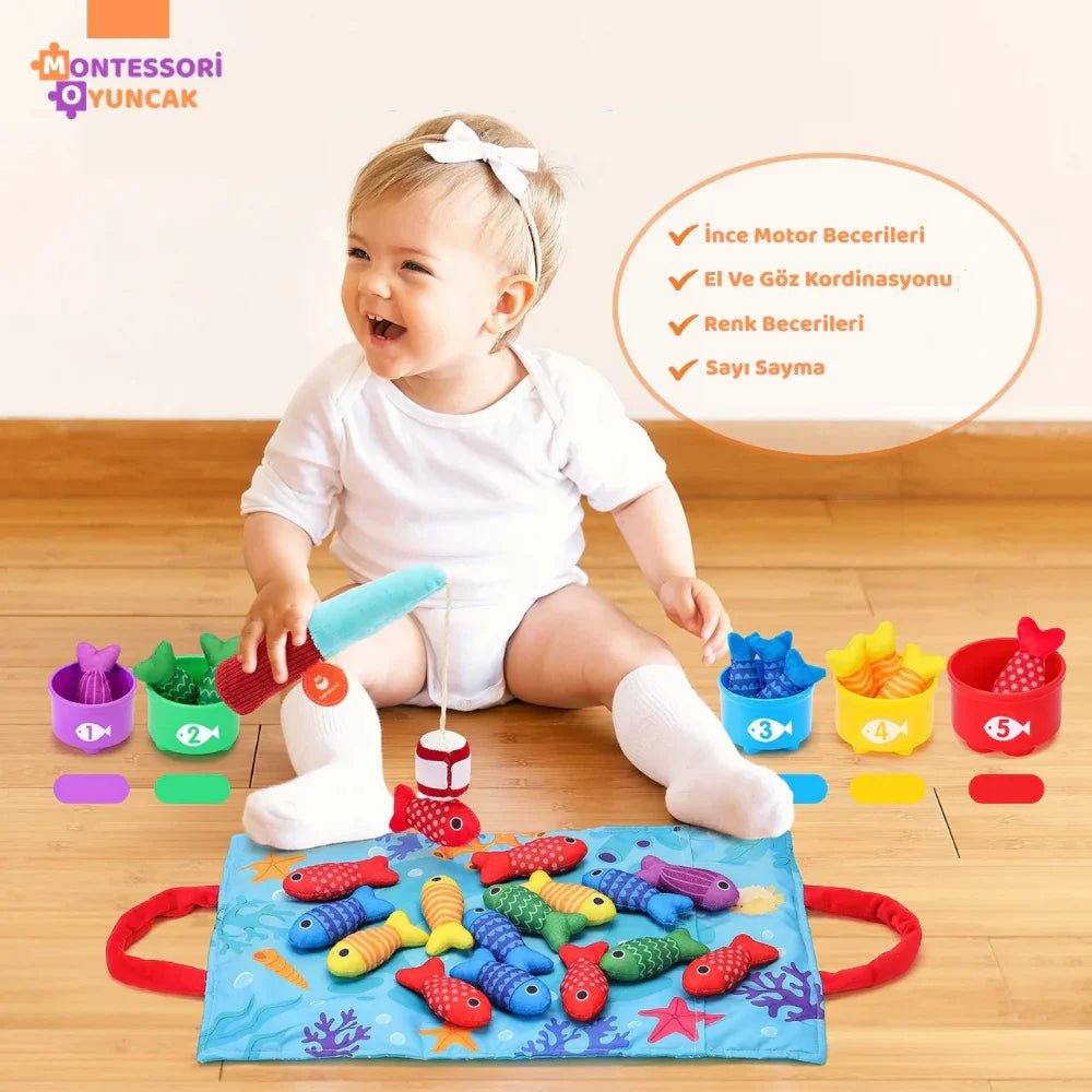 Montessori Balık Tutma Oyuncağı Manyetik Eğitici Renkli Parçalar - MAKKA