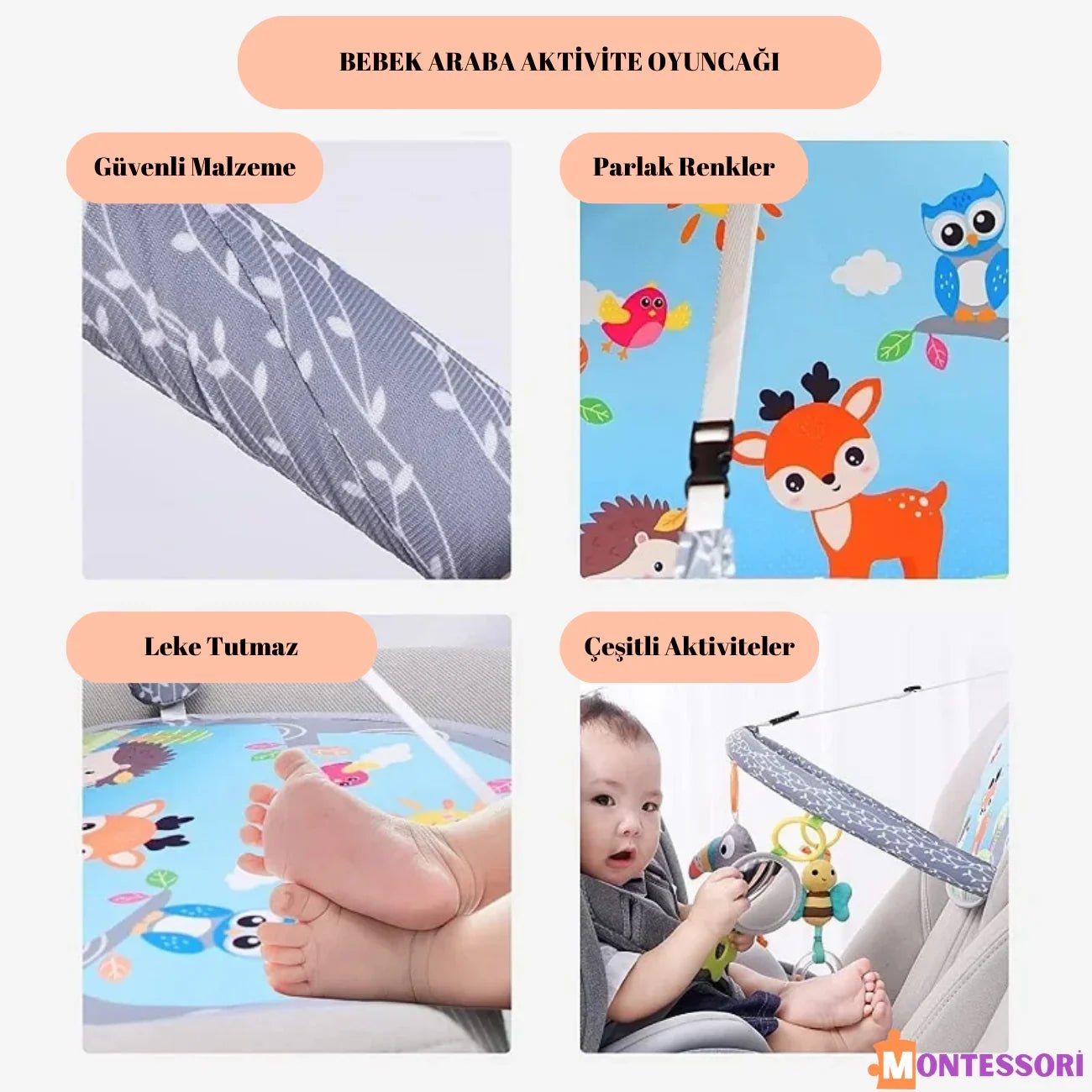 Montessori Bebek Araba Koltuğu Oyuncağı Ayarlanabilir Emniyet Kemeri - MAKKA