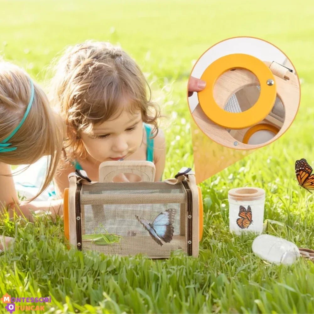 Montessori Böcek İnceleme Seti - Büyüteçli Keşif Kutusu, Eğitici STEM Aktiviteleri - MAKKA