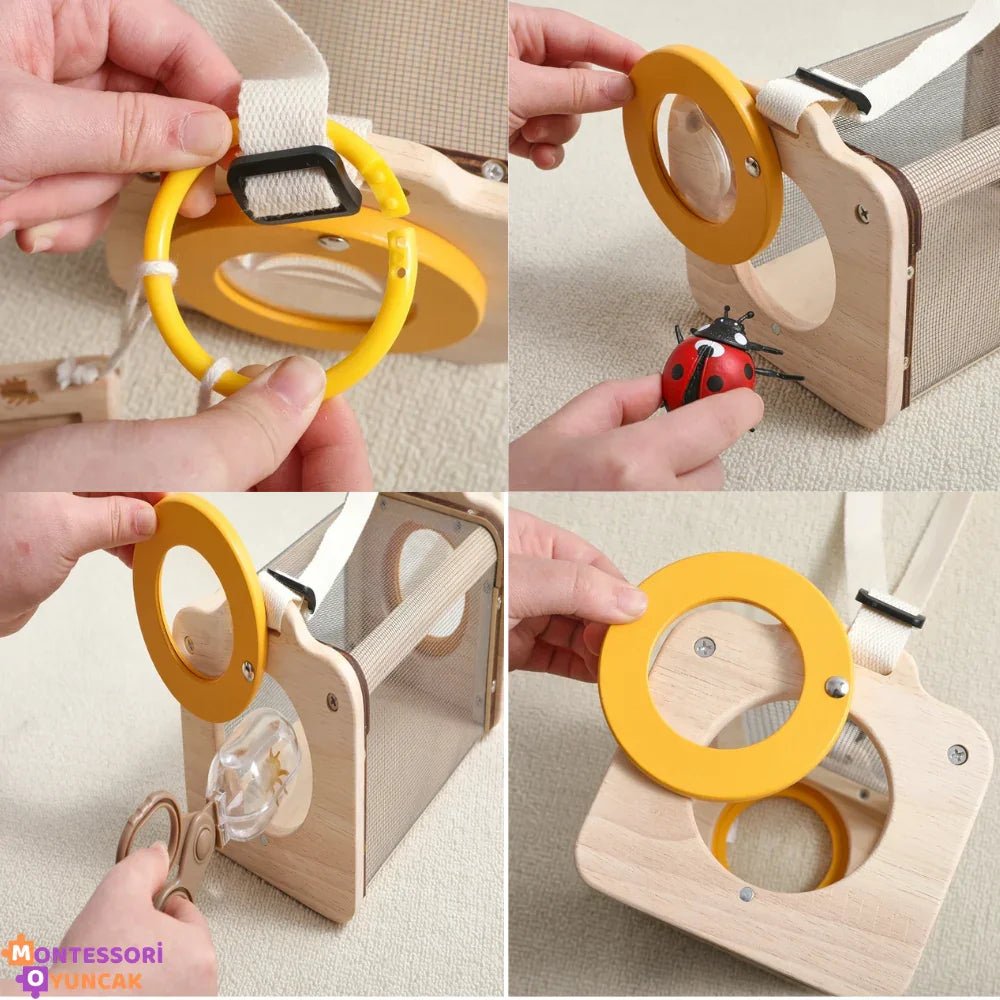 Montessori Böcek İnceleme Seti - Büyüteçli Keşif Kutusu, Eğitici STEM Aktiviteleri - MAKKA