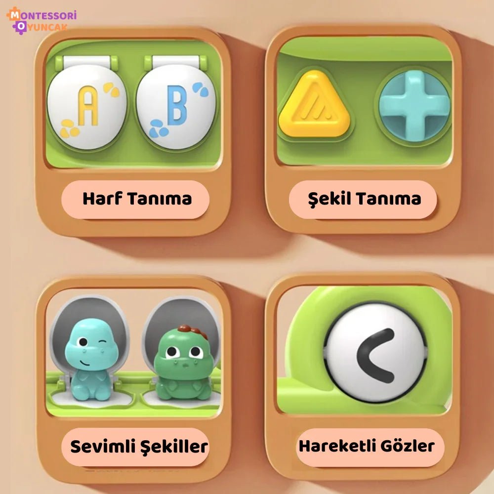 Montessori Duyusal Dinazor Oyuncağı - Yumuşak Dokulu Eğitici Motor Becerileri - MAKKA