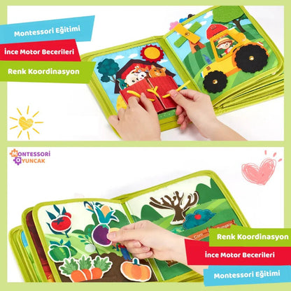 Montessori Eğitici Keçe Çiftlik Aktivite Kitabı, Renkli Figürlerle - MAKKA