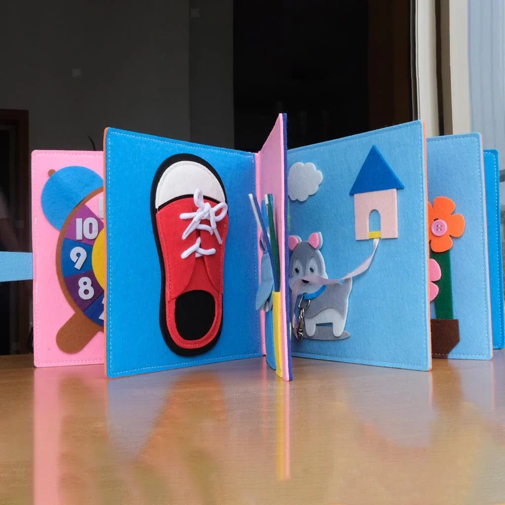 Montessori Eğitici Keçe Kitabı 10 Sayfa Yumuşak Dokulu - MAKKA