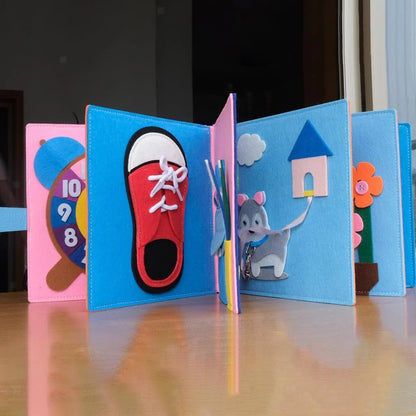 Montessori Eğitici Keçe Kitabı 10 Sayfa Yumuşak Dokulu - MAKKA