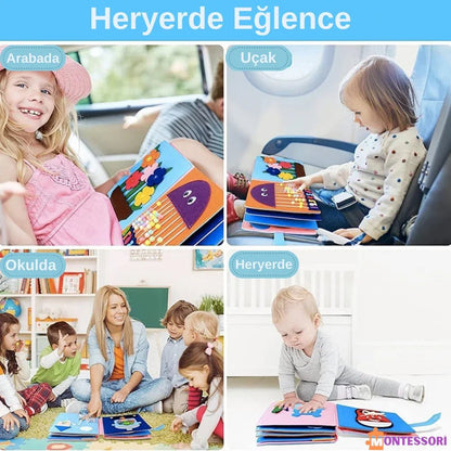 Montessori Eğitici Keçe Kitabı 10 Sayfa Yumuşak Dokulu - MAKKA