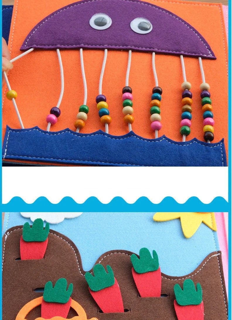 Montessori Eğitici Keçe Kitabı 10 Sayfa Yumuşak Dokulu - MAKKA