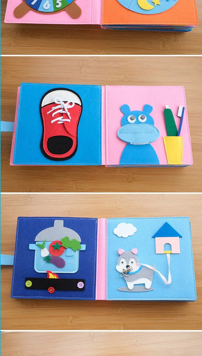 Montessori Eğitici Keçe Kitabı 10 Sayfa Yumuşak Dokulu - MAKKA