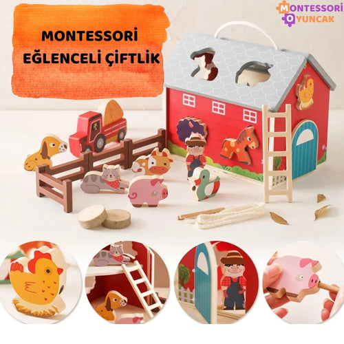 Montessori Eğlenceli Çiftlik Ahşap Eğitici Oyuncak Seti 20 Parça - MAKKA