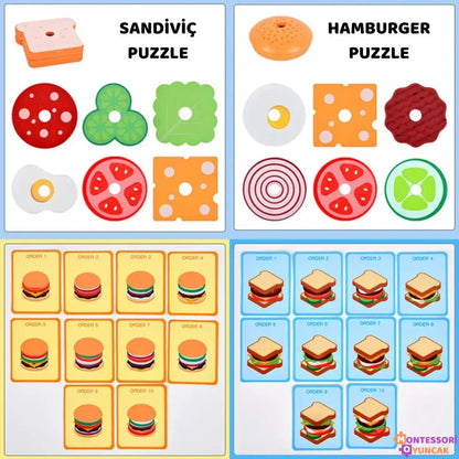 Montessori Hızlı Yemek Yapbozu: Eğitici Hamburger ve Sandviç Seti - MAKKA