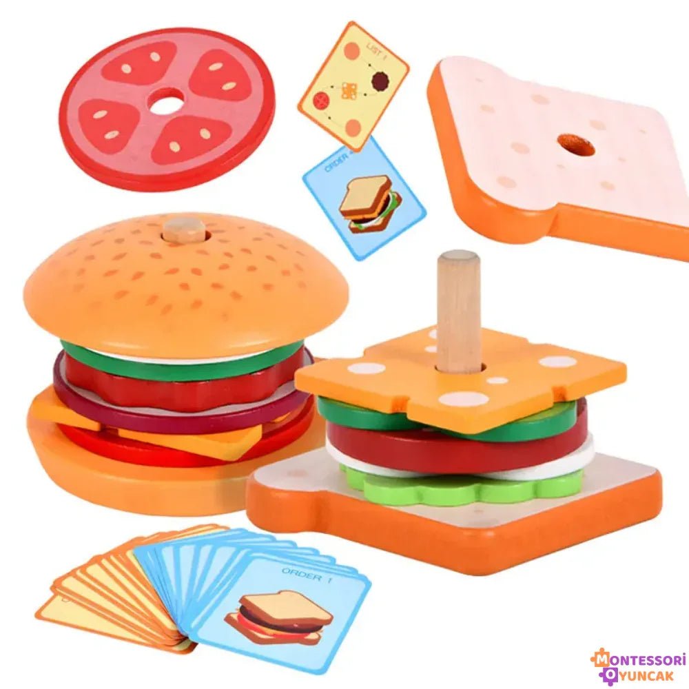 Montessori Hızlı Yemek Yapbozu: Eğitici Hamburger ve Sandviç Seti - MAKKA