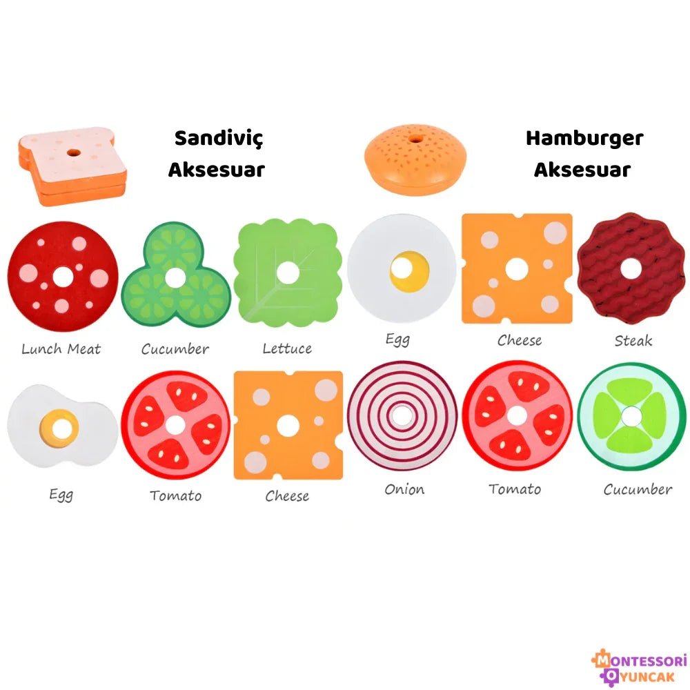Montessori Hızlı Yemek Yapbozu: Eğitici Hamburger ve Sandviç Seti - MAKKA