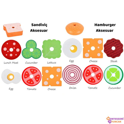 Montessori Hızlı Yemek Yapbozu: Eğitici Hamburger ve Sandviç Seti - MAKKA