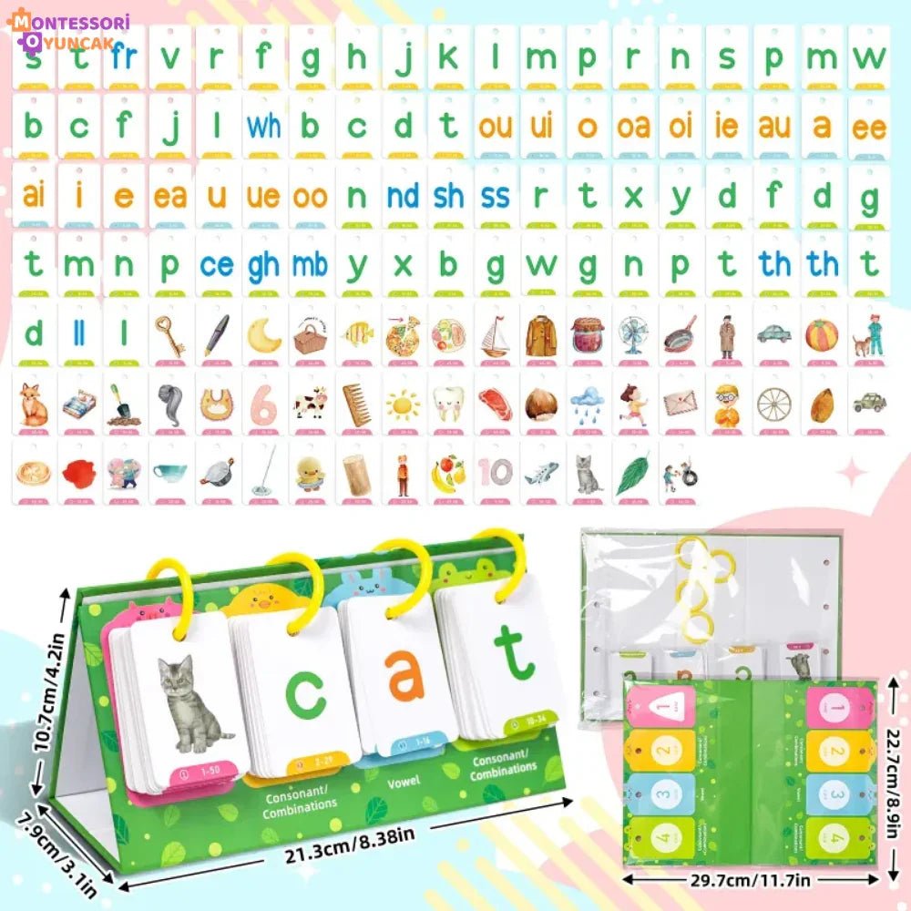 Montessori İngilizce Kelime Öğrenme Seti 500 Kart Renkli Aktiviteler - MAKKA