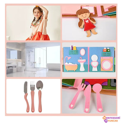 Montessori Keçe Kitabı: Temel İhtiyaçlar Eğitici Duyusal Aktivite Seti - MAKKA