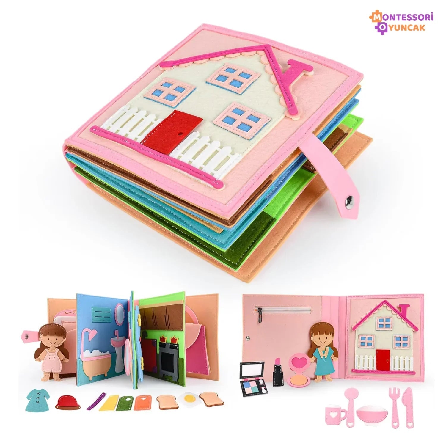 Montessori Keçe Kitabı: Temel İhtiyaçlar Eğitici Duyusal Aktivite Seti - MAKKA