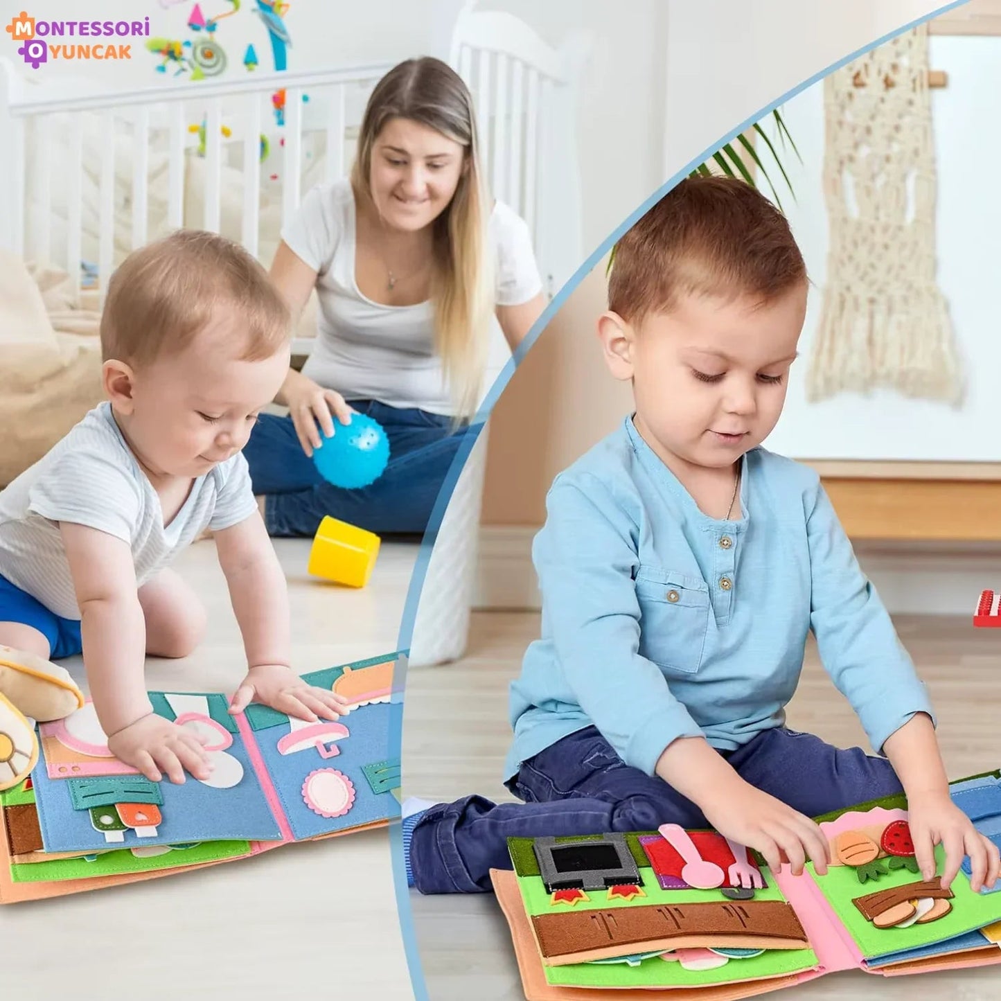 Montessori Keçe Kitabı: Temel İhtiyaçlar Eğitici Duyusal Aktivite Seti - MAKKA