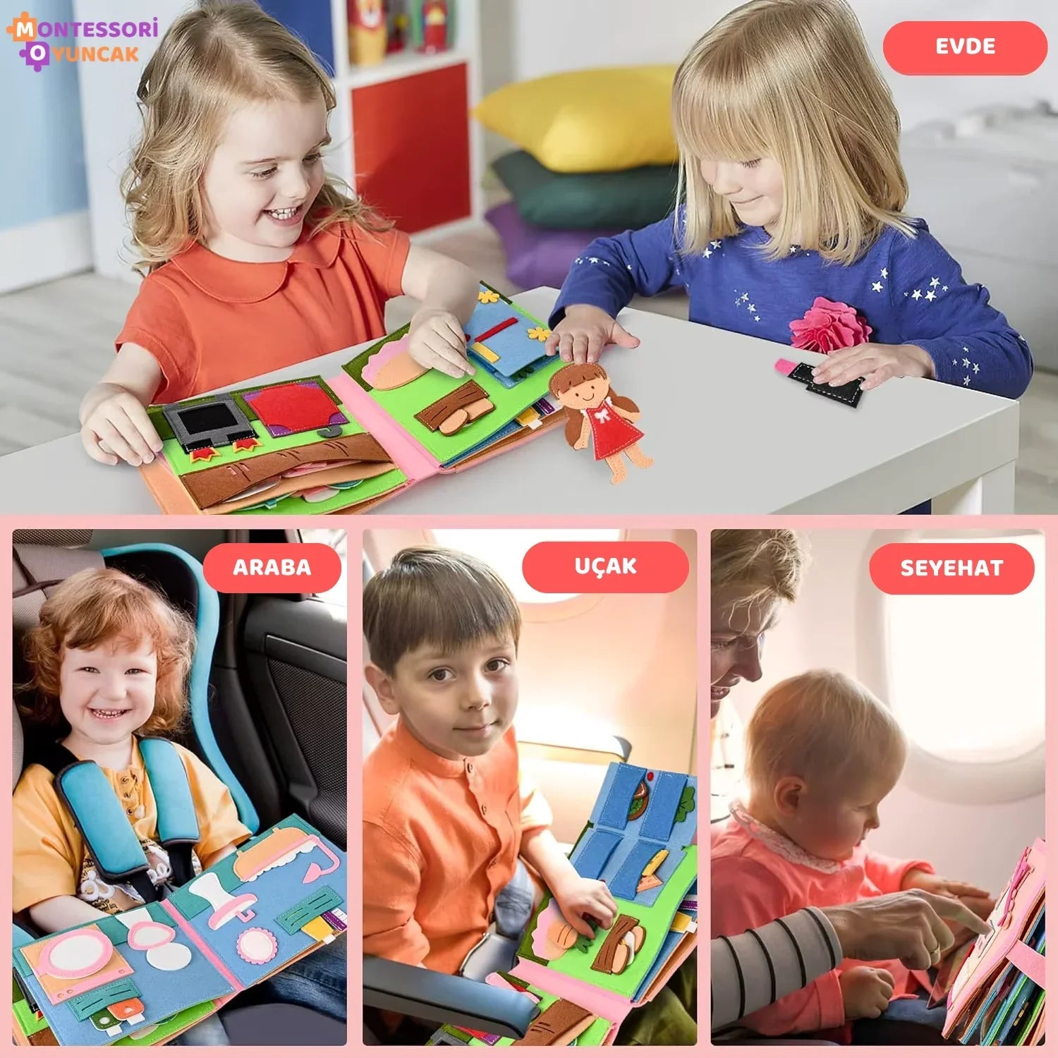 Montessori Keçe Kitabı: Temel İhtiyaçlar Eğitici Duyusal Aktivite Seti - MAKKA